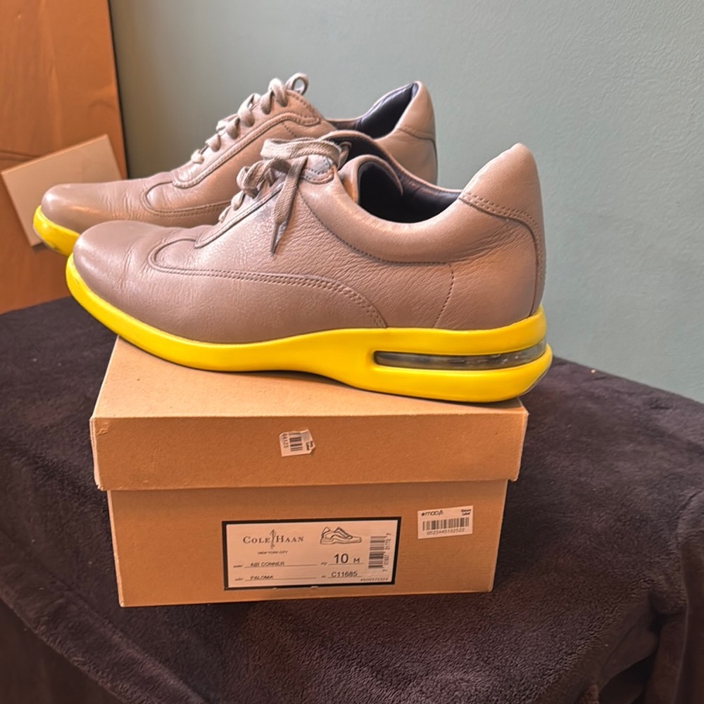 Cole Haan Men's Gray Sneakers with Yellow Sole